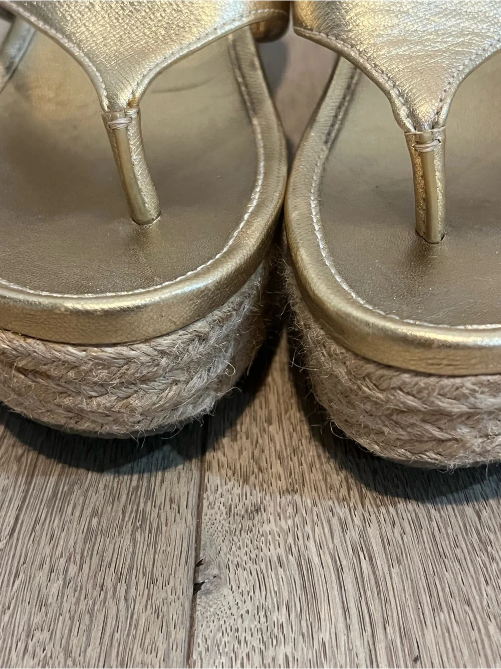 Prada Sport Gold Espadrille Sandals